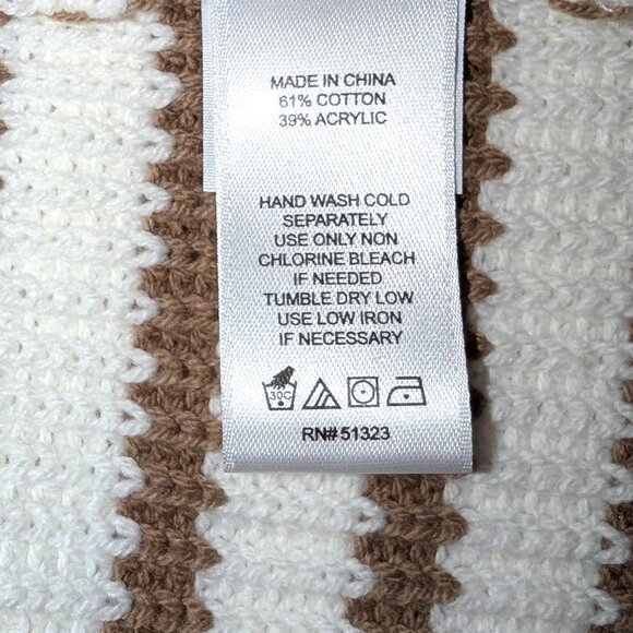 NWT Cece | Cream & Tan Turtleneck Stripe Sweater with Bell Sleeves | Size Medium - Picture 10 of 10